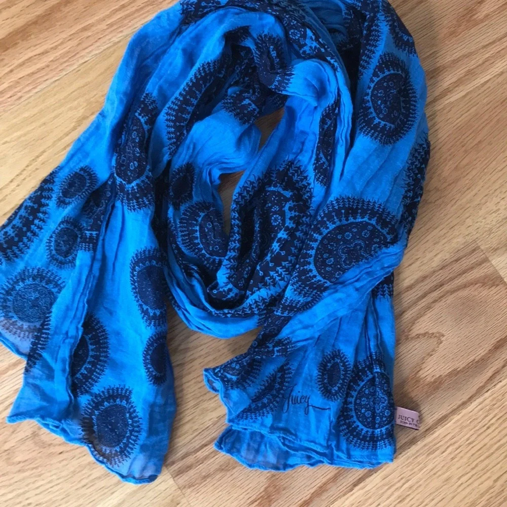 Juicy Couture Cotton Scarf Blue Black